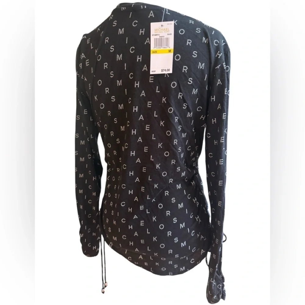 Michael Kors Black Ruched Long Sleeve Blouse